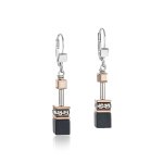 GeoCUBEÂ® Earrings onyx black-rose gold