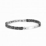 Strong Stainless Steel & Black Ceramic with White CZ Bracelet