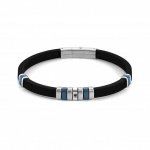 Nomination City Stainless Steel, Blue PVD & Rubber with Black CZ Bracelet