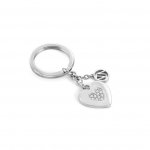 Silver & White CZ Heart Key Ring