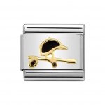 Nomination 18ct Gold Black Whip & Hat Charm.