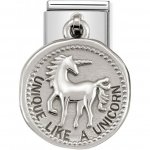Nomination Round Silver Unique like a Unicorn Charm
