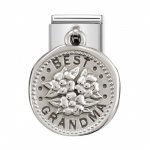 Nomination Round Silver Best Grandma Charm