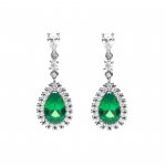 DiamonFire Silver Green Zirconia Drop Earrings