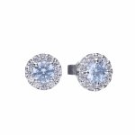 DiamonFire Silver Blue Halo Zirconia Cluster Earrings