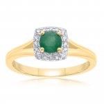 9ct Gold Diamond & Emerald Ring