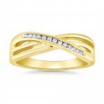 9ct Gold Diamond Cross Over  Ring