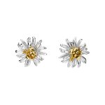 Silver Chrysanthemum November Birthday Flower Earrings