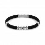 City Stainless Steel, Grey PVD & Rubber with Black CZ Bracelet