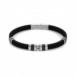 City Stainless Steel, Black PVD & Rubber with Black CZ Bracelet