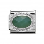 Nomination Silver set Green Agate Oval Charm.