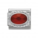 Nomination Silver set Red Agate Oval Charm.