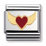 Nomination 18ct & Enamel Red Flying Heart Charm.