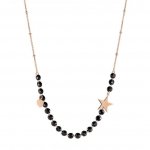Melodie Rose Gold Plated with Heart Charm & Black Crystal Necklace