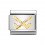 Nomination 18ct Gold Ice Hockey Clubs Charm.
