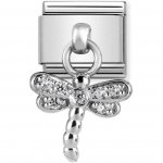Nomination Drop Silver CZ Dragonfly Charm.