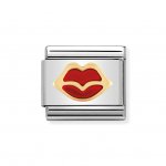 Nomination 18ct & Enamel Red Lips Charm.