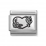 Nomination Silver Heart with Flowers Charm