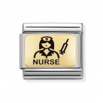 Nomination Gold & Black Nurse Plate Charm