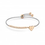 Milleluci Stainless Steel with Rose Gold & White CZ Heart Bracelet