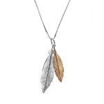 Azendi Silver Twin Feather Necklet
