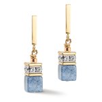Coeur De Lion DELUXE GEOCUBE Gold & Light Blue Aventurine Earrings