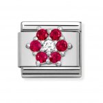 Nomination Silver Red & White CZ Flower Charm