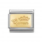Nomination 18ct Gold Plate Queen Engraved