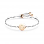 Milleluci Letter D Stainless Steel with White CZ & Rose Gold Bracelet