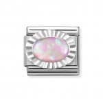 Nomination Silver Oval shaped Pink Opal Charm