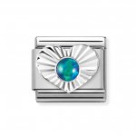 Nomination Silver Heart shaped Green Opal Charm