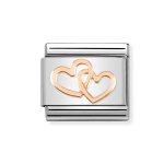 Nomination 9ct Rose Gold Linked Hearts Charm.