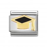 Nomination 18ct Gold & Enamel Black Graduation Hat Charm.