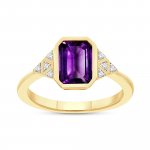 9ct Gold  Amethyst & Diamond Ring