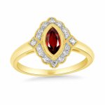 9ct Gold Garnet & Diamond Ring