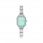 Paris Classic Steel & Aqua Green Rectangular Dial Watch