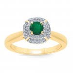 9ct Gold Diamond & Emerald Ring