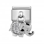 Nomination Drop Silver CZ Elephant Charm.