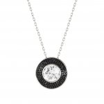 Nomination Aurea Silver & Black & white CZ Circle Pendant Necklace