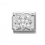Nomination Silver CZ Wind Rose Charm