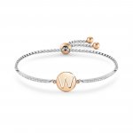 Milleluci Letter W Stainless Steel with White CZ & Rose Gold Bracelet