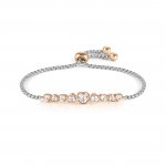 Milleluci Steel & Rose PVD plated White CZ Heart Bracelet