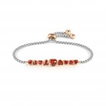 Milleluci Steel & Rose PVD plated Red CZ Heart Bracelet