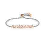 Milleluci Steel & Rose PVD plated Pink CZ Heart Bracelet