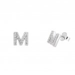 Silver Mini Letter M Stud Earrings