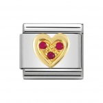 Nomination 18ct Gold CZ set Red Heart Charm.