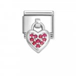 Nomination Drop Silver Red CZ Heart Charm.