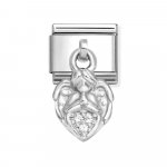 Nomination Drop Silver CZ Angel with Heart Charm.