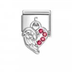 Nomination Drop Silver Red CZ Heart with Wings Charm.