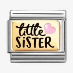 Nomination 18ct Gold Pink Heart Little Sister Charm
